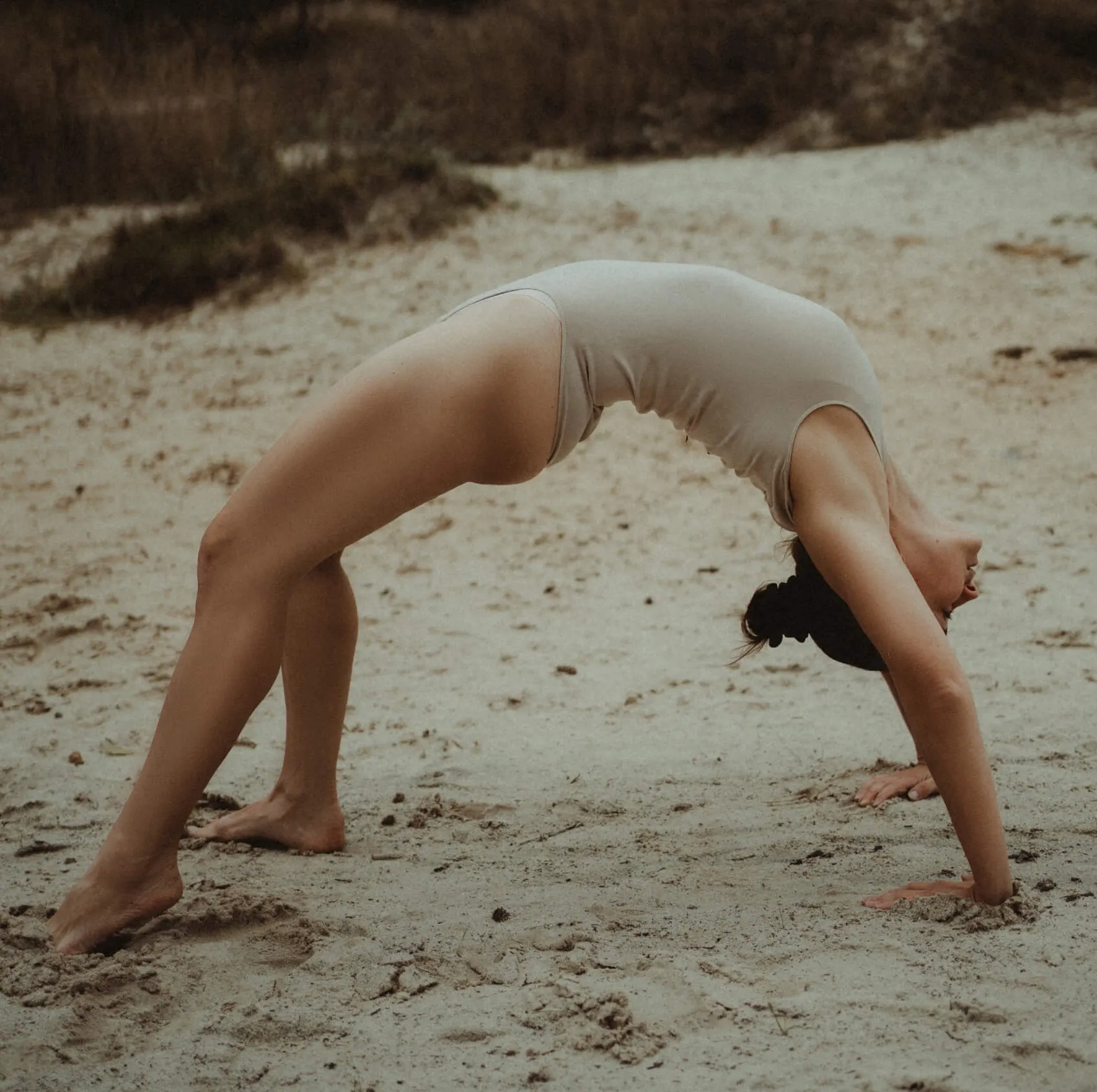 Tanya practicing yoga